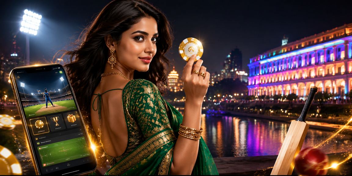 Young Indian woman enjoying online Teen Patti betting in Delhi