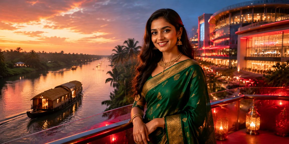 Player enjoying slot games in Kerala backwaters setting