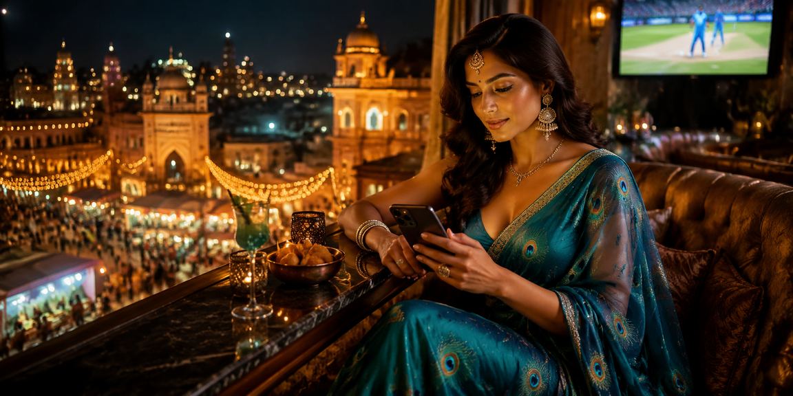 Indian player enjoying Teen Patti in traditional attire